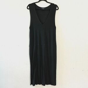 Madewell Womens Sleeveless Jersey Midi Dress Pullover‎ V-Neck Black Size M